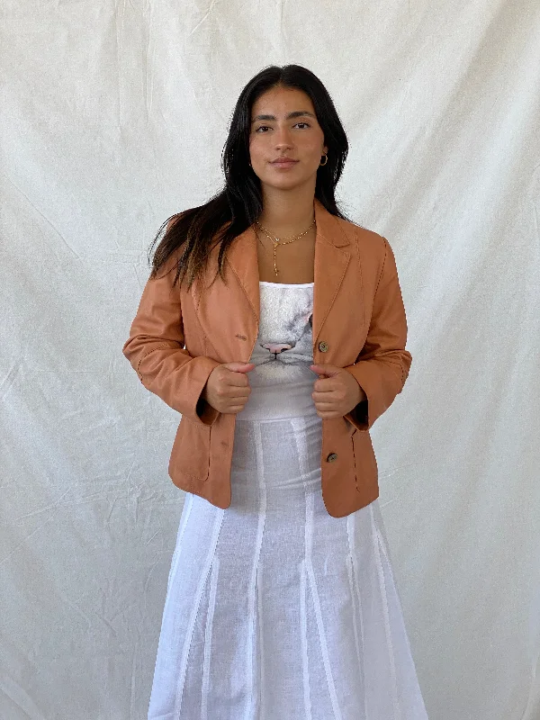 Refresh your wardrobe with stylish women’s outfits   Vintage 00s CHRiST Genuine Leather Orange Blazer - M