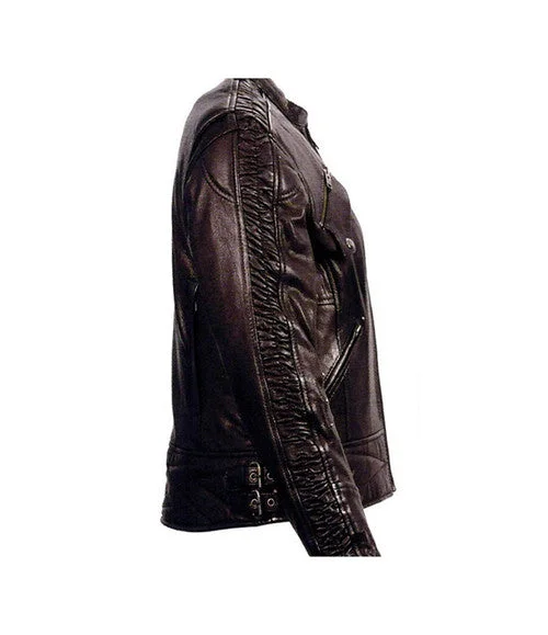 Ladies Lightweight Leather Motorcycle Jacket