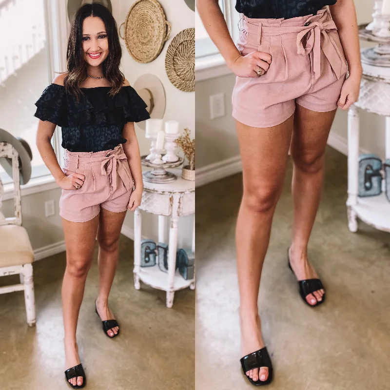 Bold fashion choices for the confident woman   Tied Up in This Pleated Linen Shorts with Tie Belt in Mauve