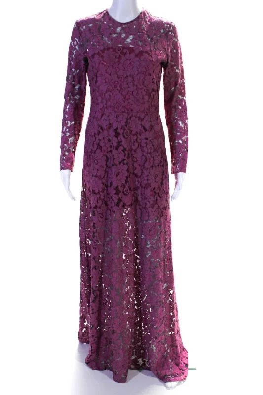The ultimate guide to stylish women’s fashion   Alexis Womens Pink Cotton Floral Lace Crew Neck Long Sleeve Maxi Dress