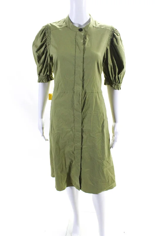 Sustainable fashion for stylish women   Foil Womens Cotton Blend Ruched Short Sleeve Sleeve Maxi Dress Green