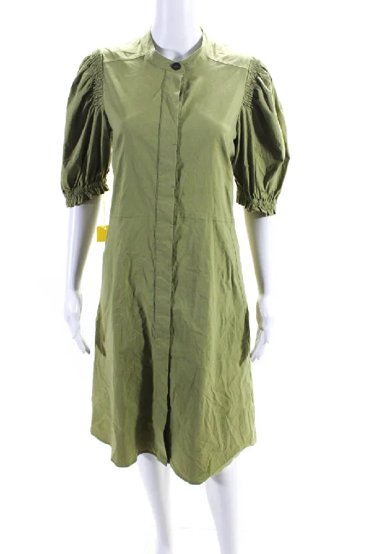 Find your perfect fit with stylish women’s clothing   Foil Womens Cotton Blend Ruched Short Sleeve Sleeve Maxi Dress Green