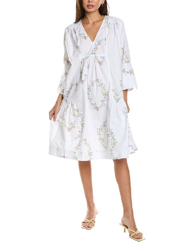 Confidence-boosting clothing for women   GANNI Printed Gathered Panel V-Neck Midi Dress