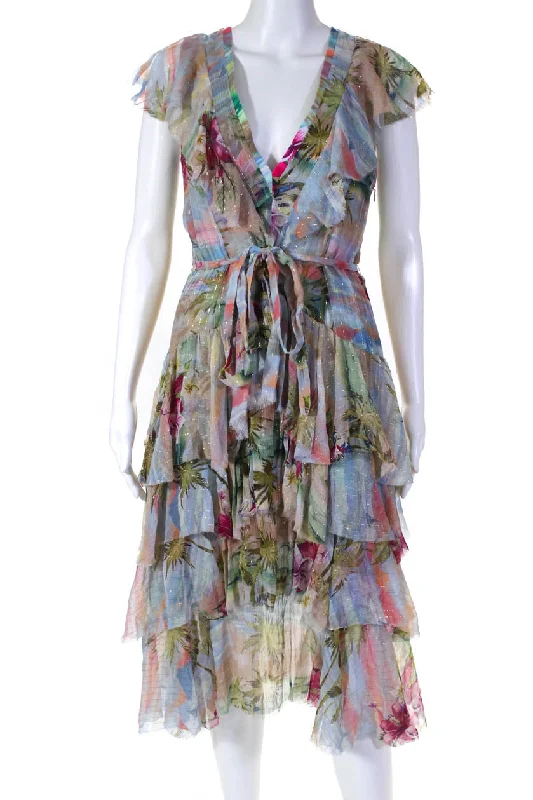 High-quality women’s wear for everyday elegance   Le Superbe Womens North Shore Lurex Floral Ruffle Maxi Dress Silk