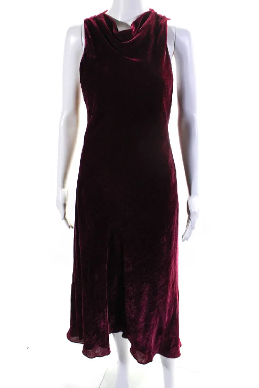 Versatile outfits to transition from day to night   Sies Marjan Womens Rib Velvet Sleeveless Round Neck A-Line Maxi Dress Red