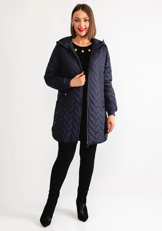 Statement pieces for the confident woman   Barbara Lebek Hooded Zipped Coat, Navy
