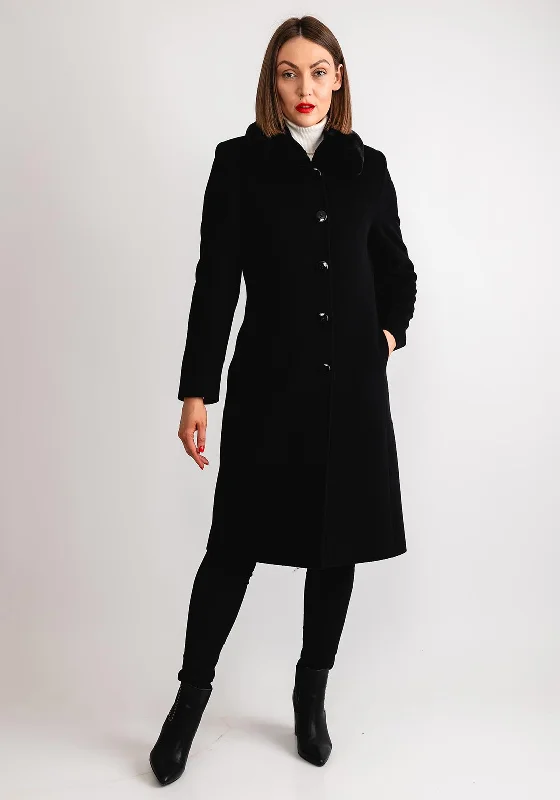 Fashion-forward styles that make a statement   Christina Felix Faux Fur Collar Wool Cashmere Coat, Black