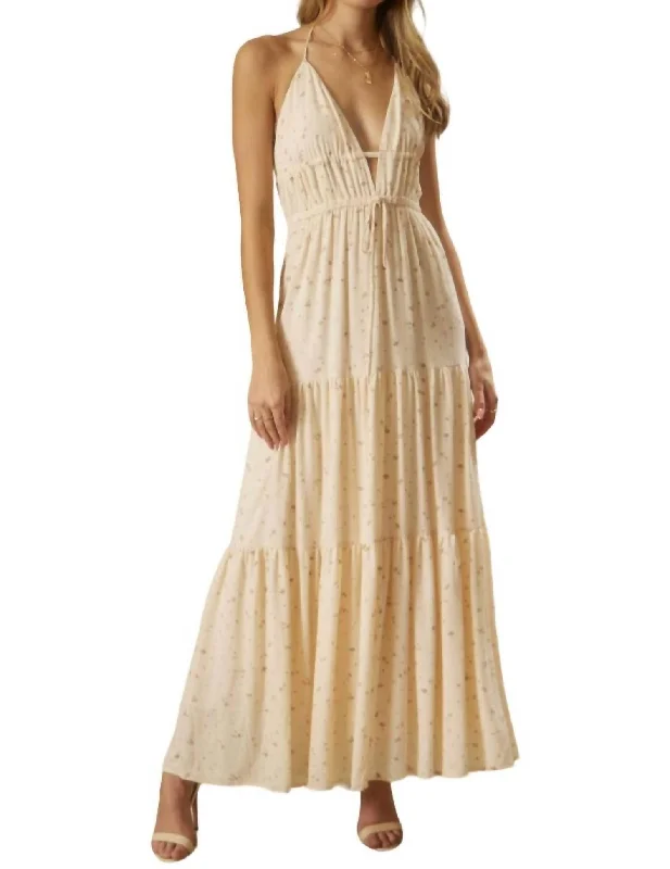 Bold and beautiful clothing for every woman   Ditsy Floral Halter Maxi Dress In Ivory