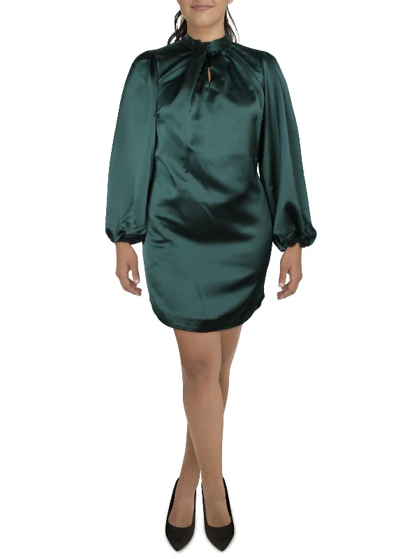 Luxurious fabrics and modern designs for women   Plus Womens Satin Short Mini Dress