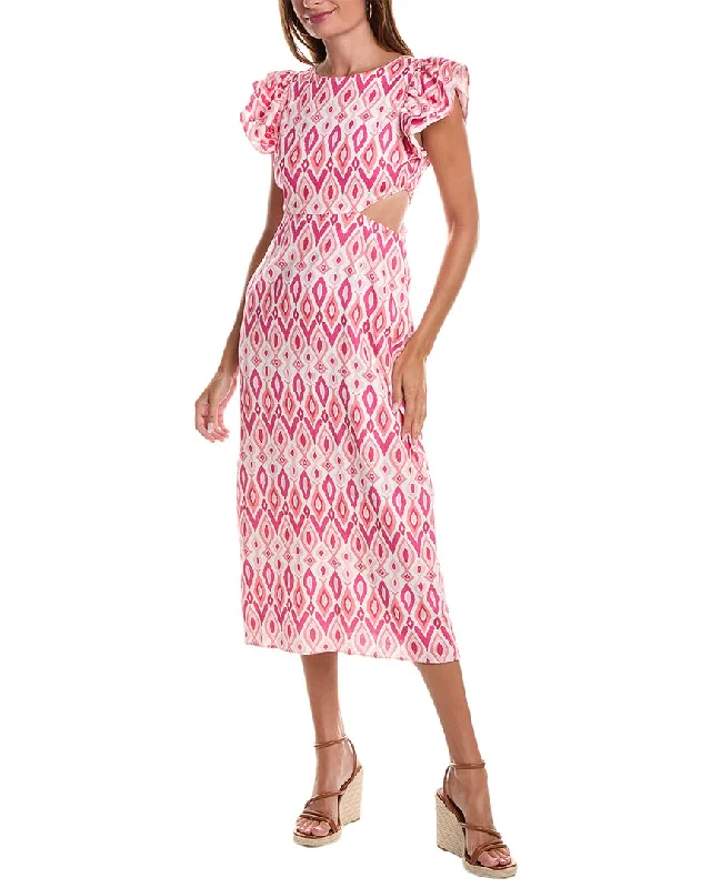 Effortlessly chic fashion for today’s woman   Sail to Sable Flutter Sleeve Linen-Blend Midi Dress