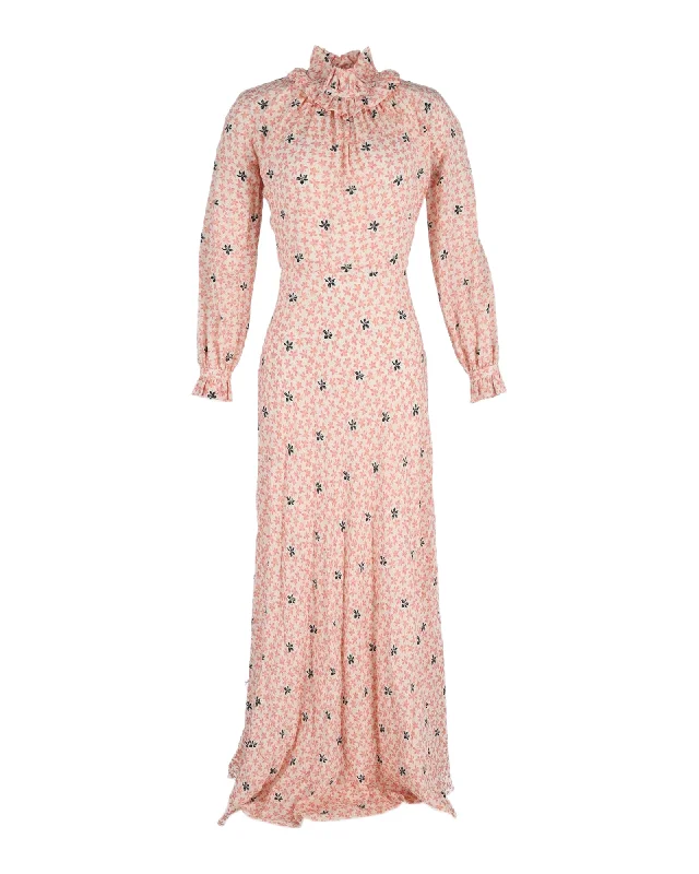 Confidence-boosting clothing for women   Vilshenko Eleanora Maxi Dress in Peach Floral Print Silk