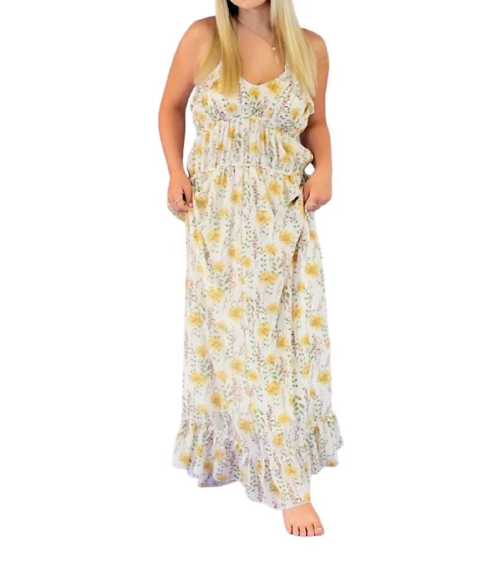 Curated collections for modern, fashionable women   Wild Flower Field Maxi Dress In Off White