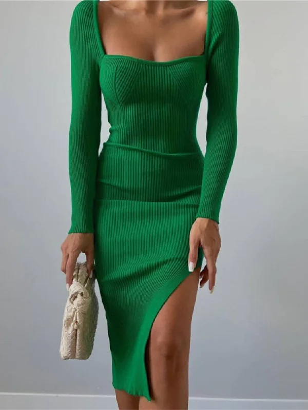 Refresh your wardrobe with high-quality women’s fashion   BerriesJam - 2024 Y2K Club Party Christmas Long Sleeve Knit Dress