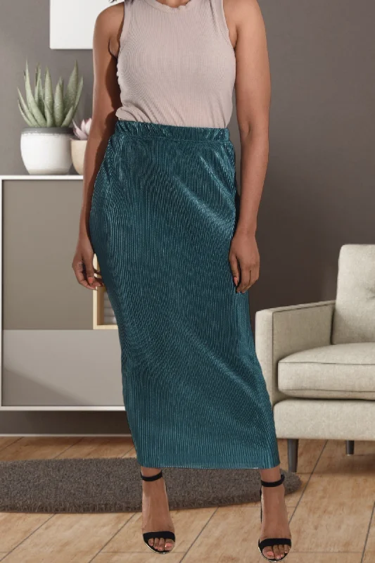 Get noticed with eye-catching women’s fashion   Elastic Waist Teal Pencil Skirt