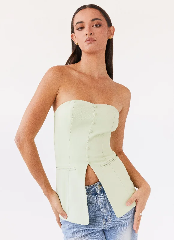 Riveria Tailored Strapless Top - Green Zest